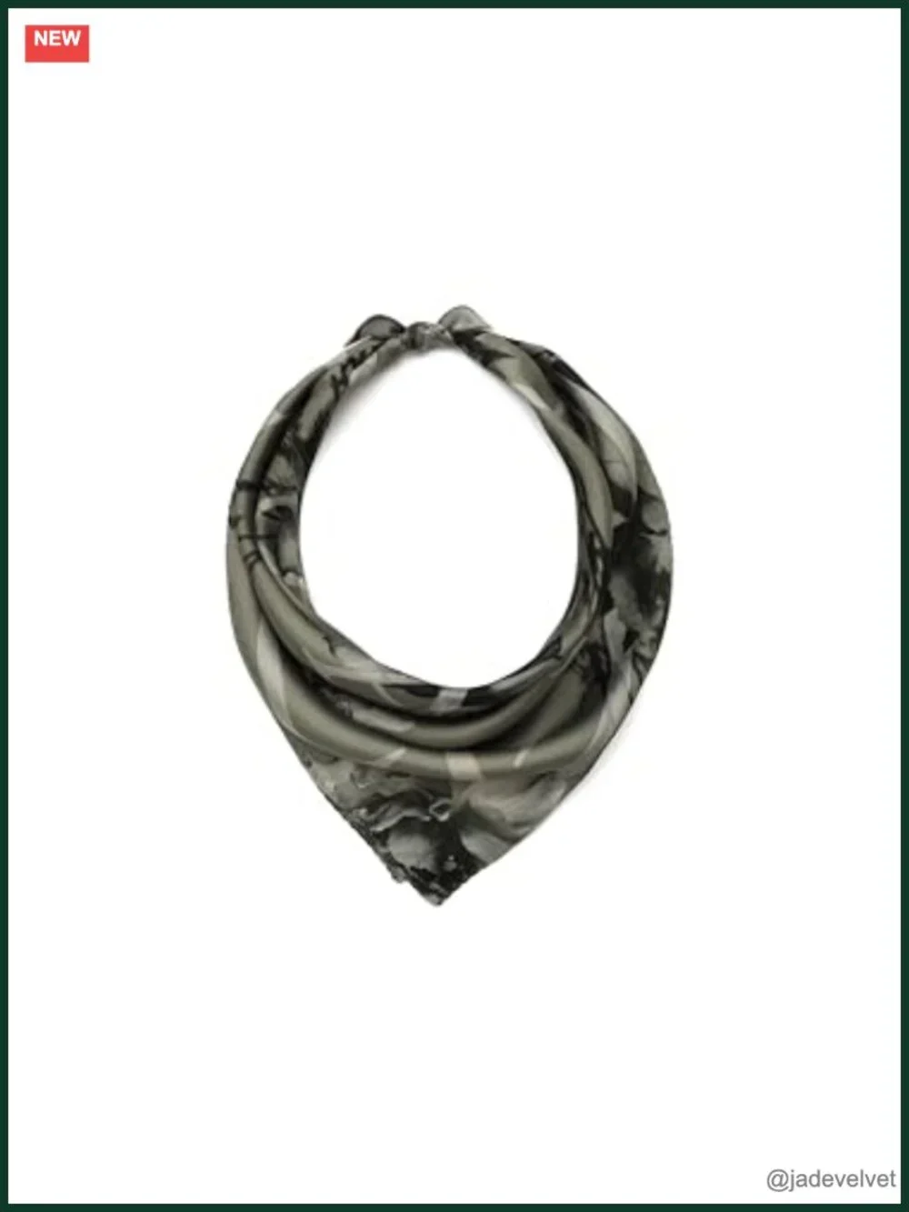 100% Silk Bandana, Barbwire Print, Zig-Zag Hem, Large Size, Versatile Styling
